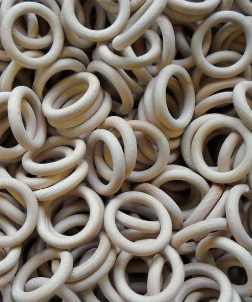 5 Beech wood rings Sensory toy  47mm  peg dolls 