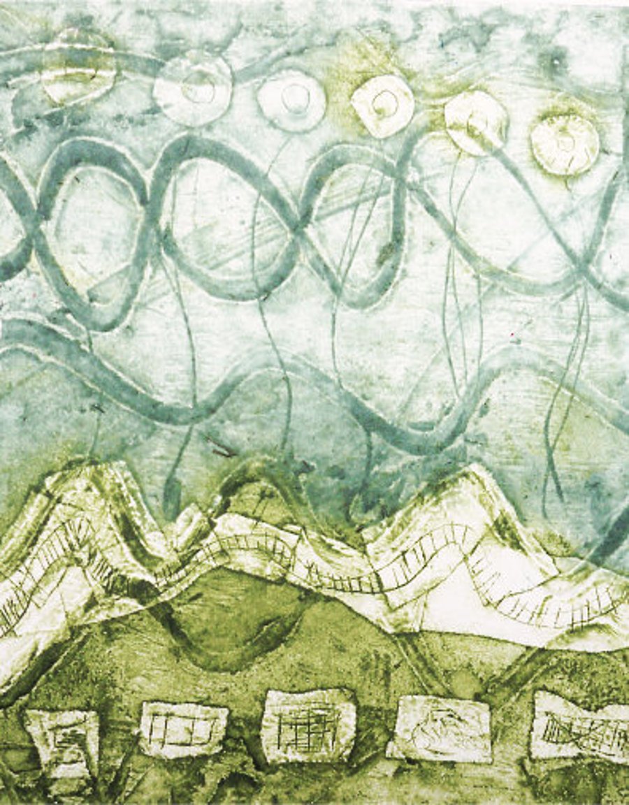 Original Collagraph - Helix - Folksy