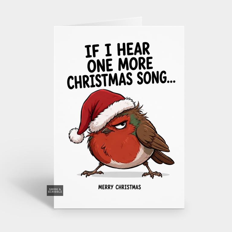 Funny Christmas Card - Grumpy Angry Robin