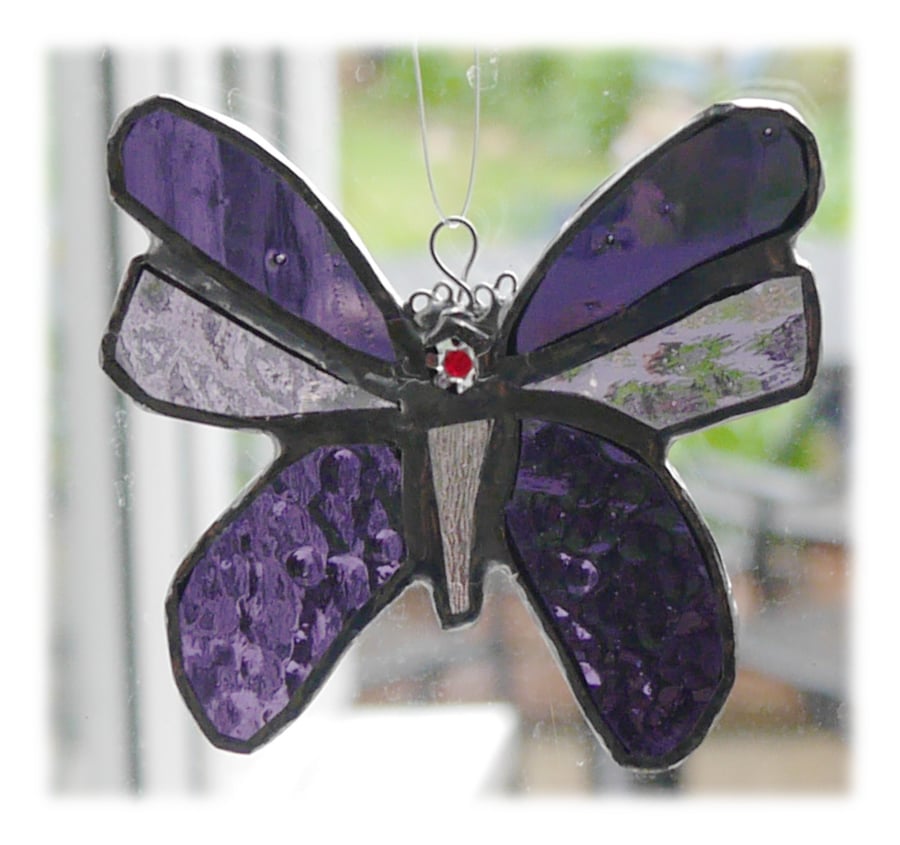 Butterfly Stained Glass Suncatcher Purple 055