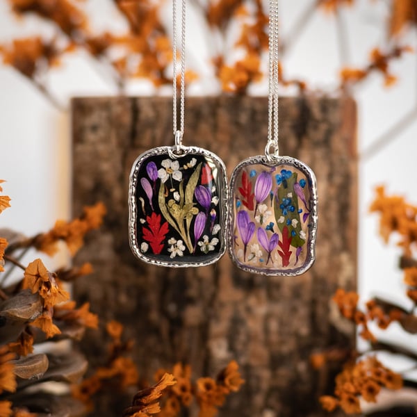 Personalised Wildflower Pendant Necklace, Sterling Silver Floral Keepsake