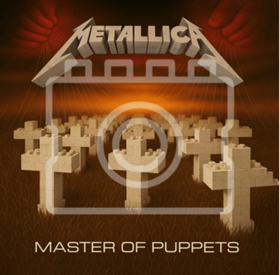 LEGO-Inspired Metallica – Master of Puppets 5x5" Print (Mounted for 9x9" Frame)