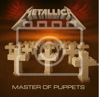 LEGO-Inspired Metallica – Master of Puppets 5x5" Print (Mounted for 9x9" Frame)