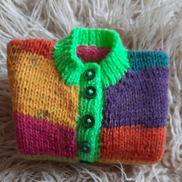 Colourful Hand-knitted Newborn Baby Cardigan 