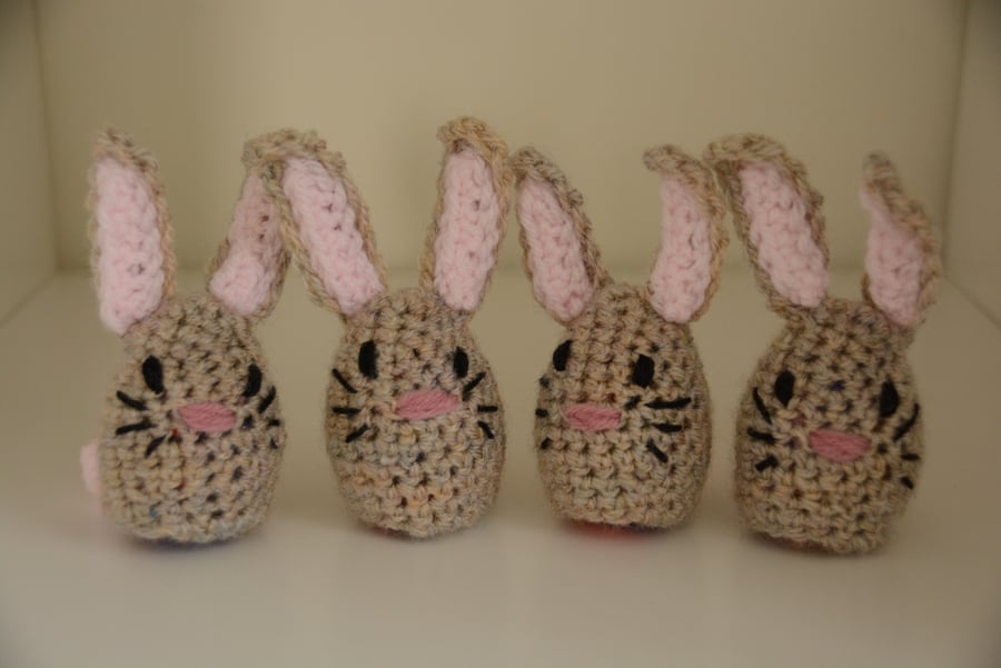 4 Easter Egg Bunny Covers with Chocolate Egg - Set of 4 (fawn)