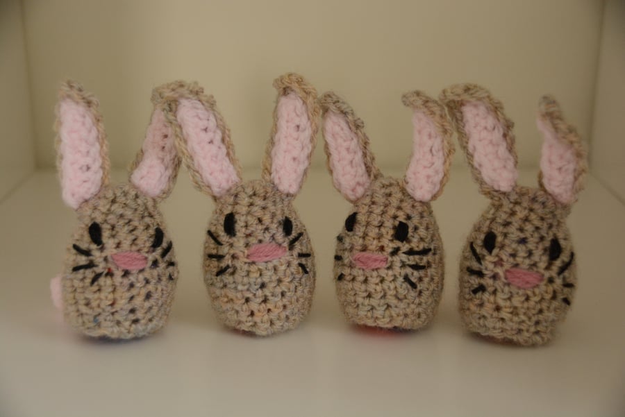 4 Easter Egg Bunny Covers with Chocolate Egg - Set of 4 (fawn)