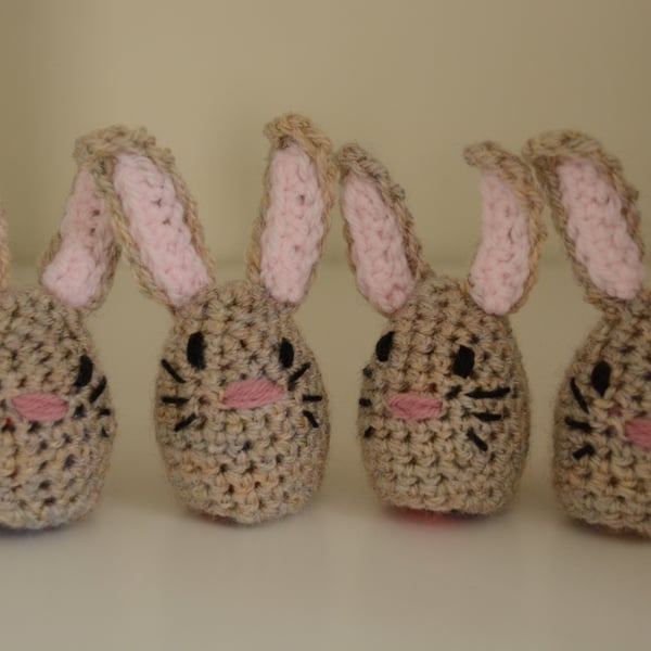 4 Easter Egg Bunny Covers with Chocolate Egg - Set of 4 (fawn)