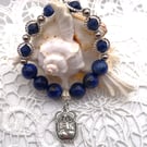 Lapis Lazuli Stretch Bracelet with Egyptian Scarab Charm