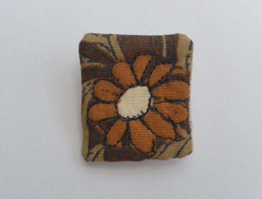 Fabric Flower Detail Brooch, Badge