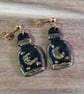 Polymer Clay Halloween Moon Potion Bottle Earrings, 316 Surgical Stainless Steel