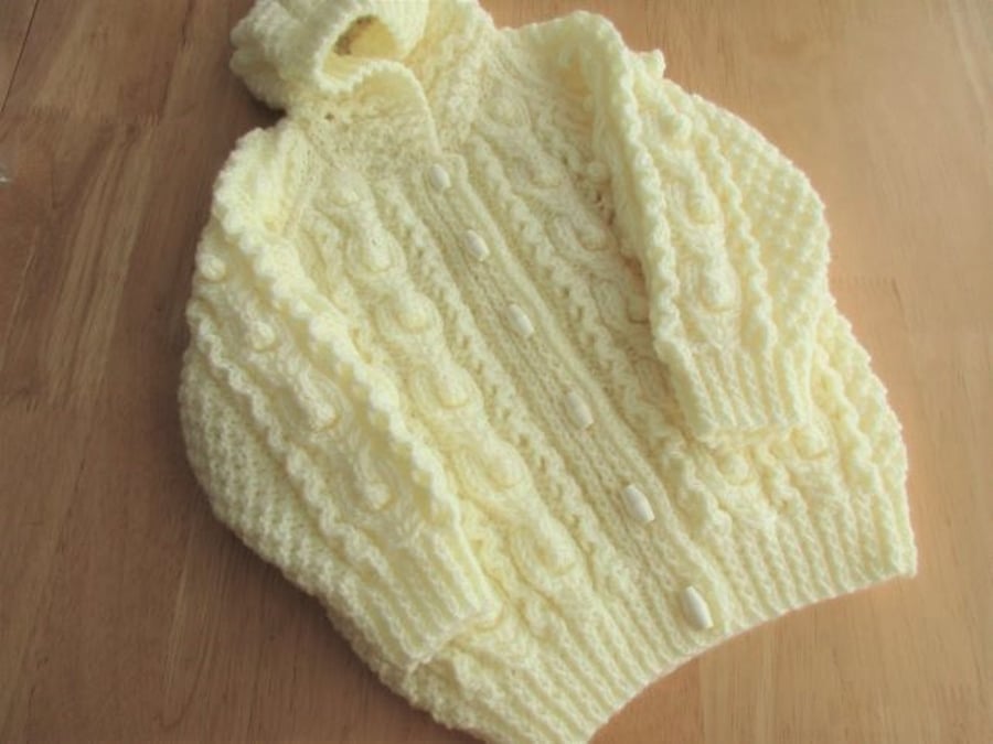 Special Order for Gail 20" Lemon Aran Style Jacket with Hood