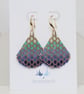 Teardrop Beaded Earrings in Blue and Aqua Bubble Pattern - Image 6