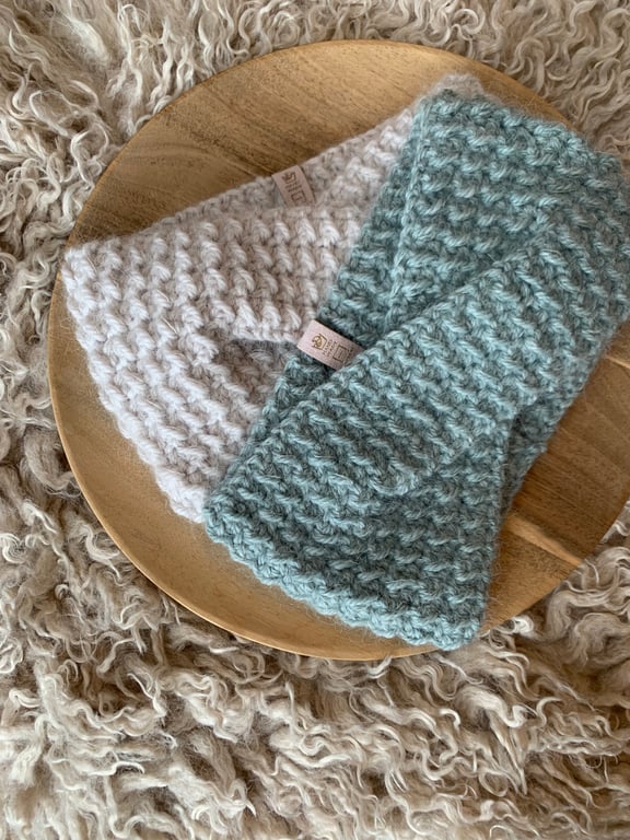Ear Warmers Cross Over Style Natural Fibres