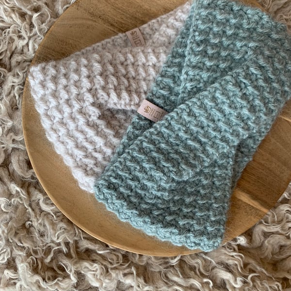 Ear Warmers Cross Over Style Natural Fibres