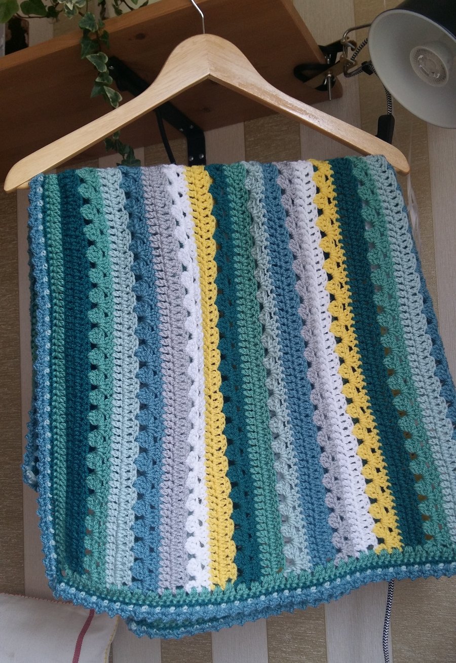 Handmade Crochet Baby Blanket. Pram,Crib, Car Seat, New Baby Gift, Present