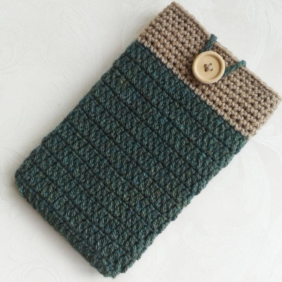 Green & brown 7.5 inch tablet sleeve, cover, gifts for him, fathers day gift