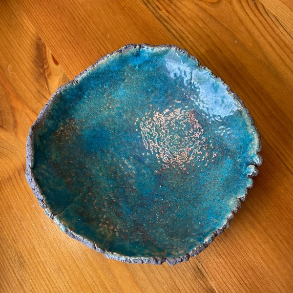 Raku aqua bowl