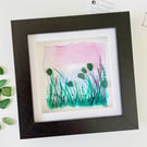 Watercolour and Sea Glass Abstract Purple Flower Meadow - Home Decor