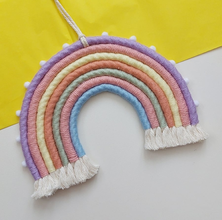 Pastel Macrame Rainbow for Nursery Child's Room