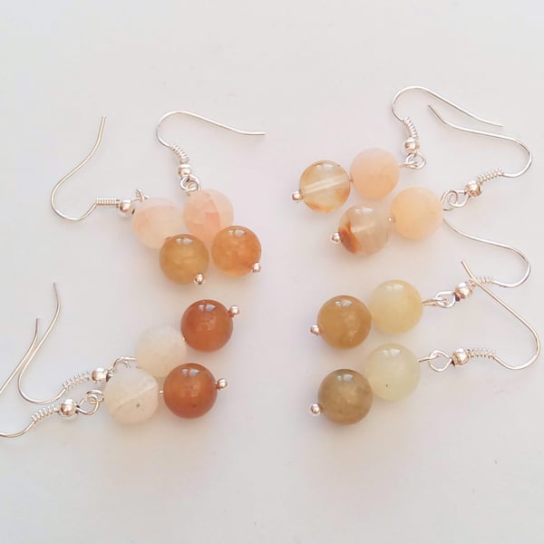 Olive Fluorite and Cracked Agate Beaded Earrings, Gift for Her