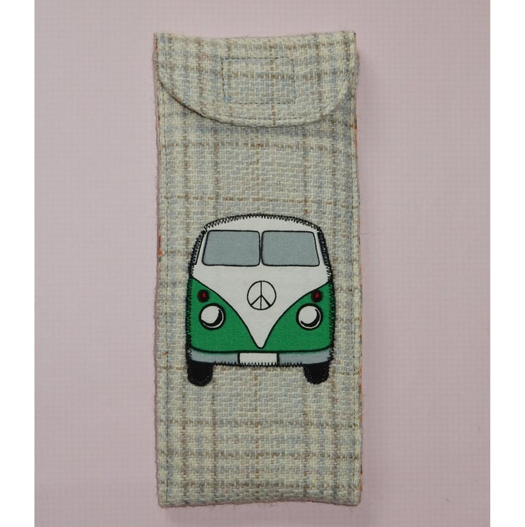 Glasses case tweed with Campervan
