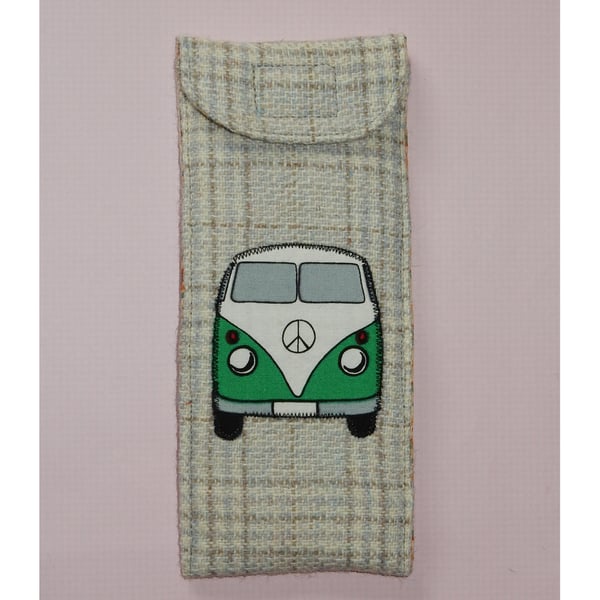 Glasses case tweed with Campervan