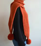 The Pom. Large Oversized Super Chunky Alpaca Wool Scarf with Pompoms. Orange - Image 3