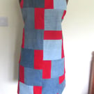 Red and blue patchwork apron