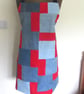 Red and blue patchwork apron - Image 1
