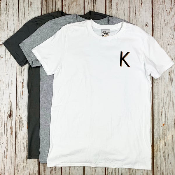 Male initial pocket design T-Shirt. Men's alphabet tee. 'Branson' Font. 