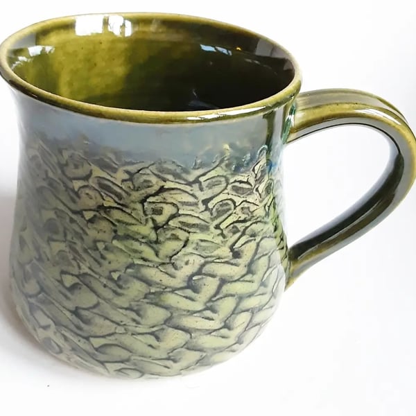 Mug - Green Hand Thrown Stoneware Ceramic Green Glazed Mug 