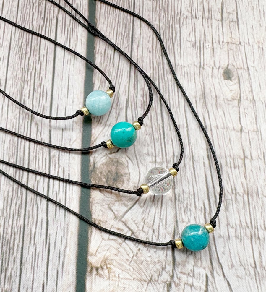 Crystal Cord Choker Necklace, Gemstone, Summer, Beach, Boho Jewellery, Witchy