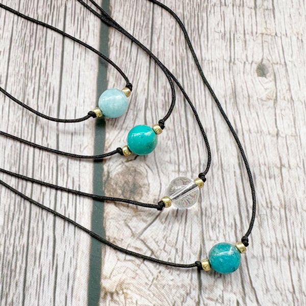 Crystal Cord Choker Necklace, Gemstone, Summer, Beach, Boho Jewellery, Witchy