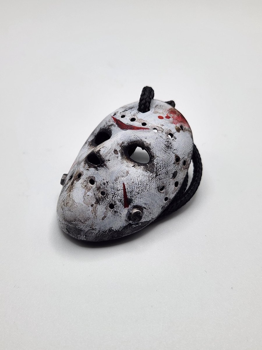 Jason Voorhees Mask Rear View Mirror Charm Hand-Painted 3D Printed Car Accessory