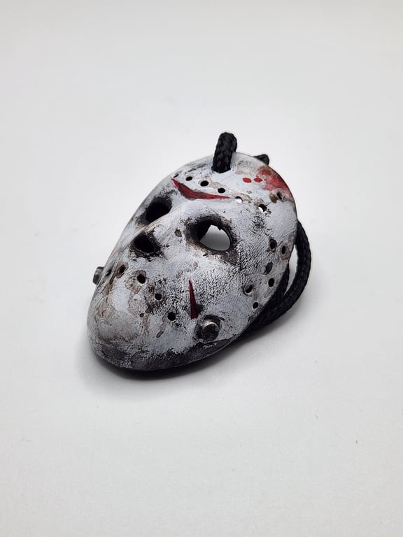 Jason Voorhees Mask Rear View Mirror Charm Hand-Painted 3D Printed Car Accessory