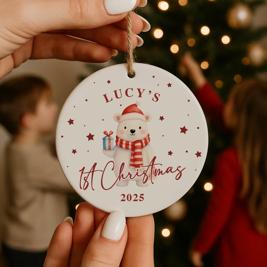 Personalised Baby’s 1st Christmas Bauble – Custom Name Xmas Tree Ornament