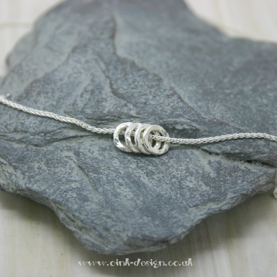 Sterling Silver hammered circles on a sterling silver spiga chain