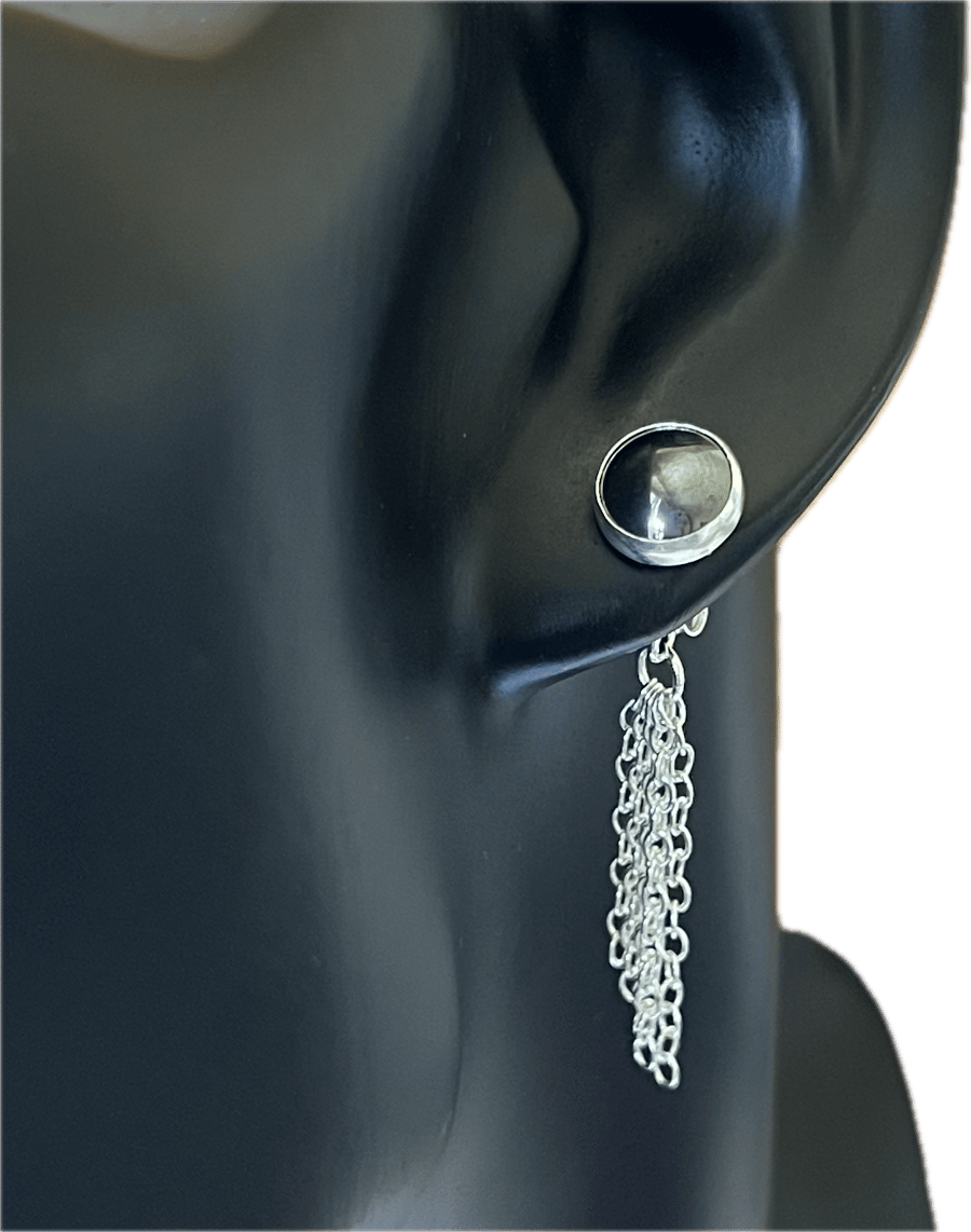 Hematite Disco Earrings- Handmade, Sterling Silver