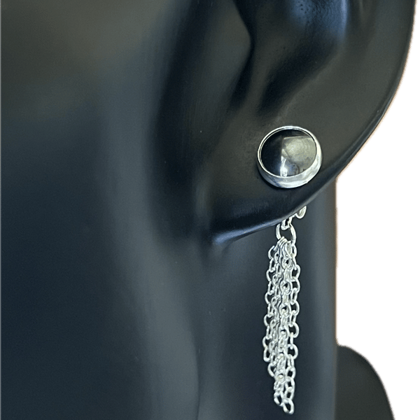 Hematite Disco Earrings- Handmade, Sterling Silver