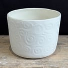 Slip-cast Porcelain Planter with swirl design