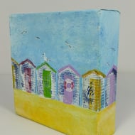 Small Painted Box Canvas - Beach Huts