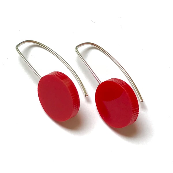 Wee Circle Earrings - Red