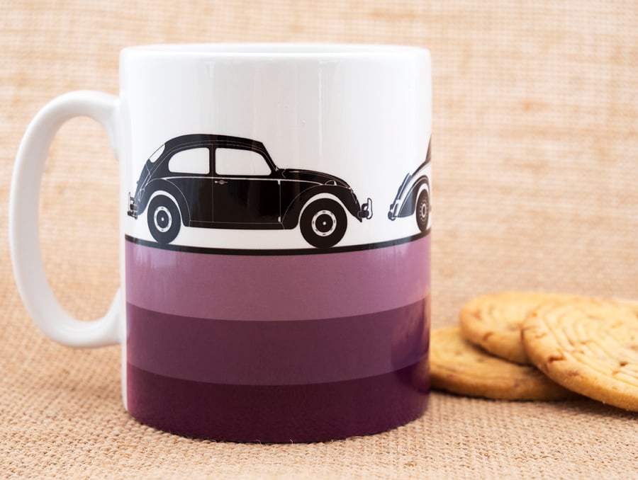 Purple Vintage Retro Cars Coffee Mug for Car Fans.