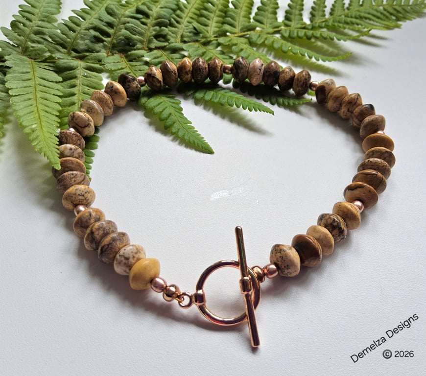 Picture Jasper Men's Copper Bracelet 