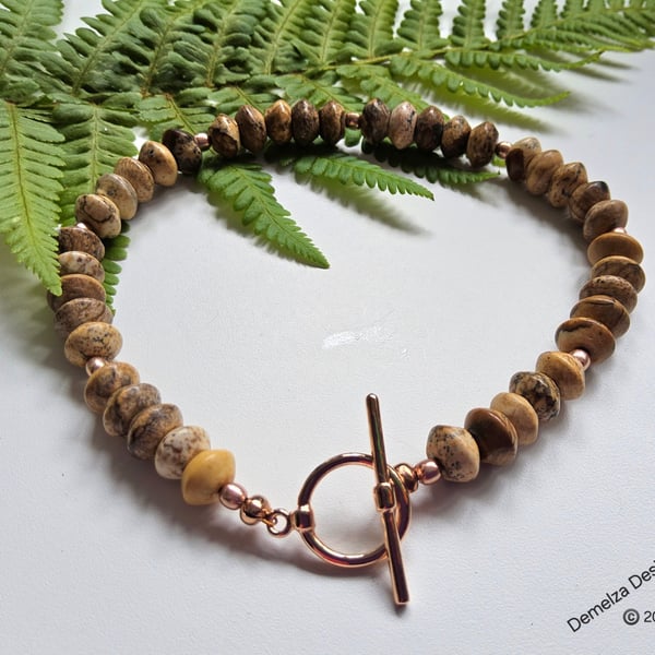 Picture Jasper Men's Copper Bracelet 