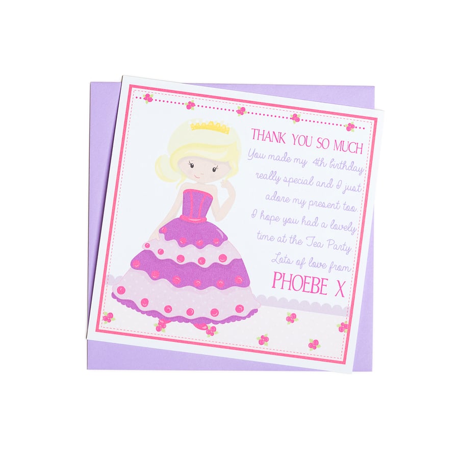 Personalised Princess Thank You Notes - pack of 6