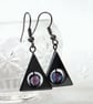 Hematite and amethyst crystal triangular earrings - Image 4