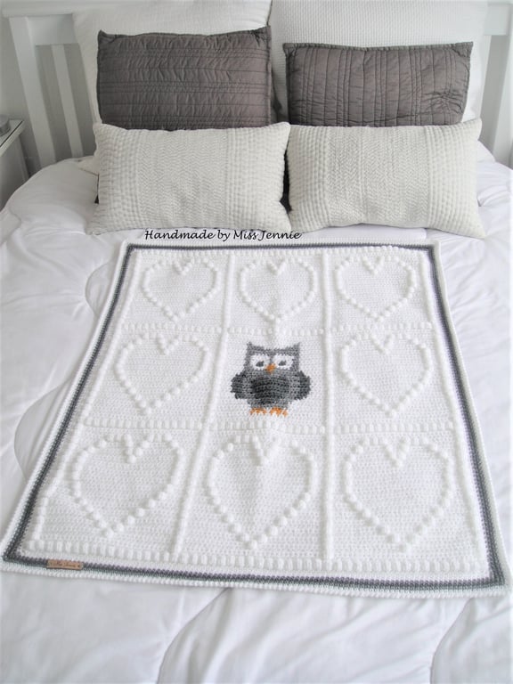 Crochet OWL Baby Blanket Pattern, Owl Blanket Pattern, Baby Afghan Pattern, 