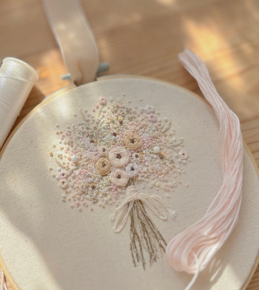 Embroidery floral wall hanging, floral embroidery, embroidery, room decor