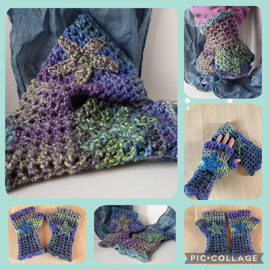 Woman crochet hand warmers fingerless gloves